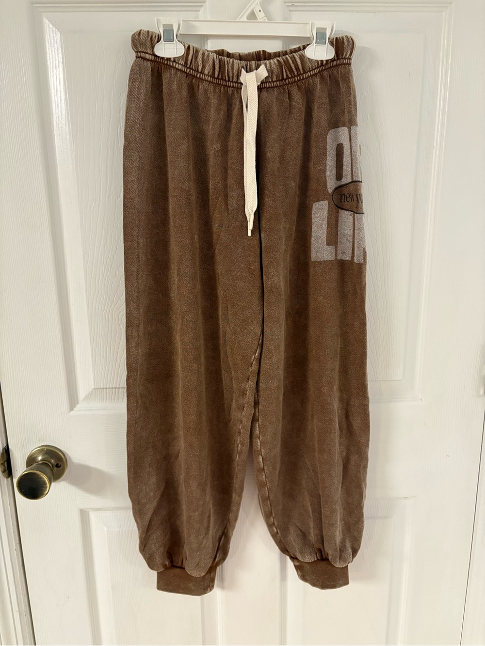NEW aerie Brown Joggers with White Drawstring